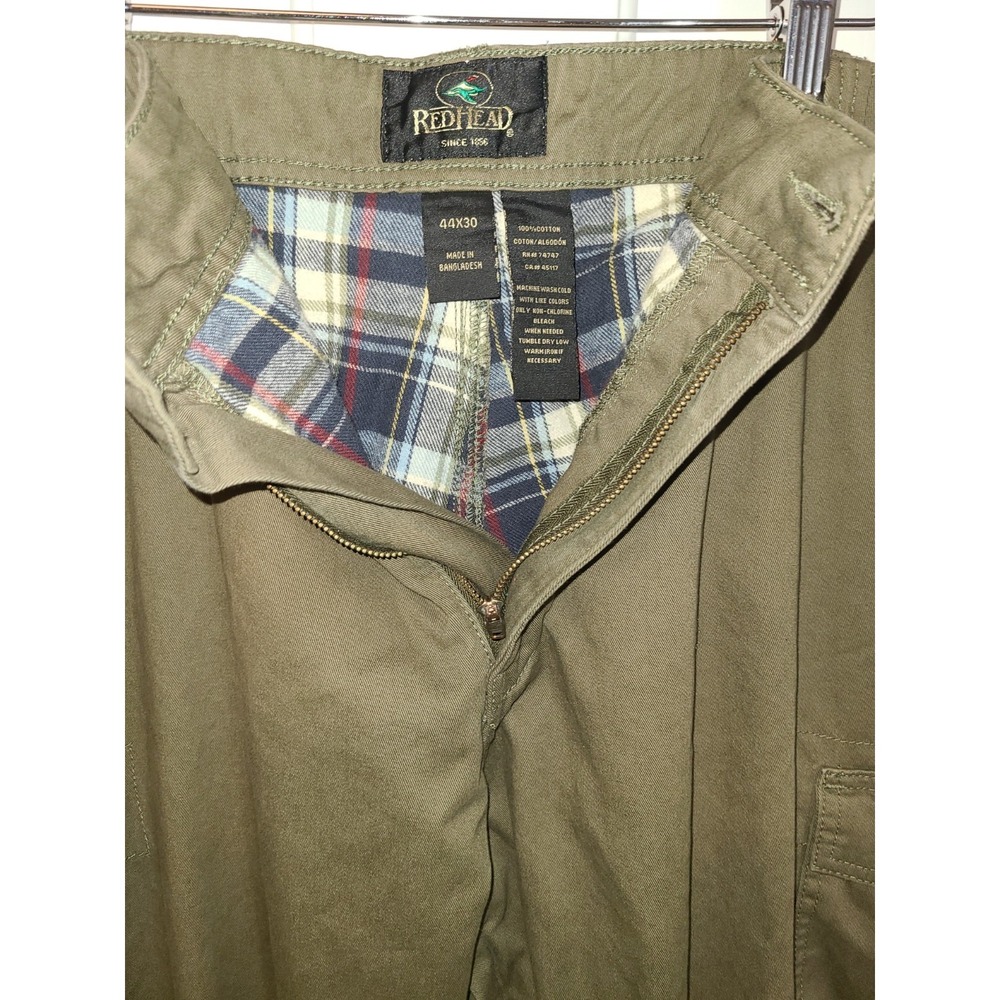 Redhead Flannel Lined Cargo Pants Mens Size-44x30 Green Active Outdoor Cotton